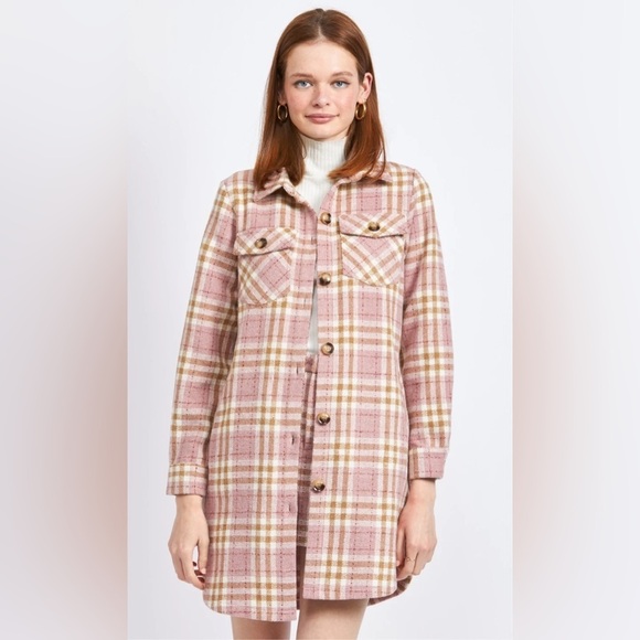 En Saison  Seana Tandis Shacket Jacket in Pink - Picture 1 of 4